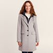 Manteau 2 en 1 droit &agrave; capuche gris clair femme