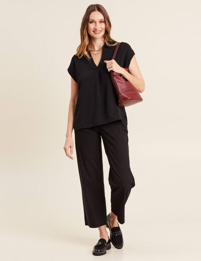 Blouse manches courtes noir femme
