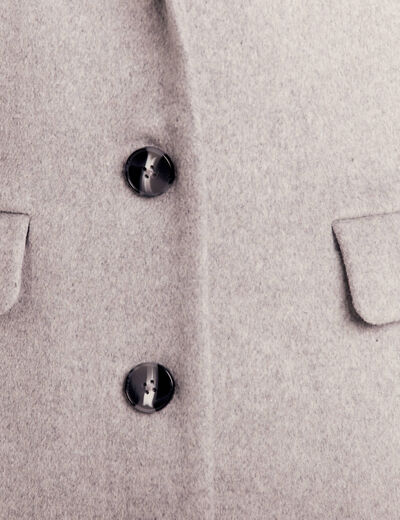 Manteau droit à capuche gris clair femme