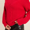Pull col rond manches longues rouge femme