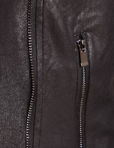 Veste esprit motard zippée noir femme