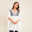 Kimono sans manches col v brodé ecru femme