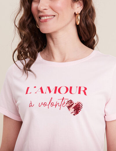 T-shirt manches courtes rose femme