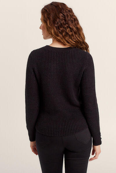 Pull manches longues noir femme