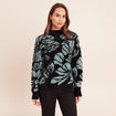 Pull duveteux col montant noir femme