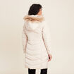 Doudoune déperlante longue à capuche beige femme