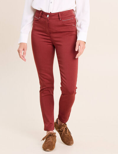 Pantalon coupe ajust&eacute;e taille haute orange fonc&eacute; femme