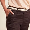 Pantalon flou ceinturé marron foncé femme