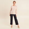 Pull col rond manches longues &agrave; sequins rose poudr&eacute;e femme