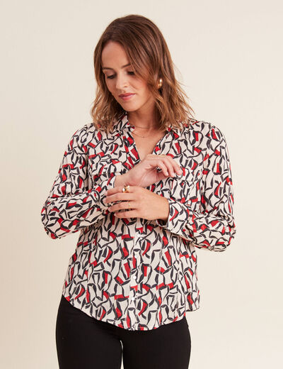 Chemise manches longues rouge femme