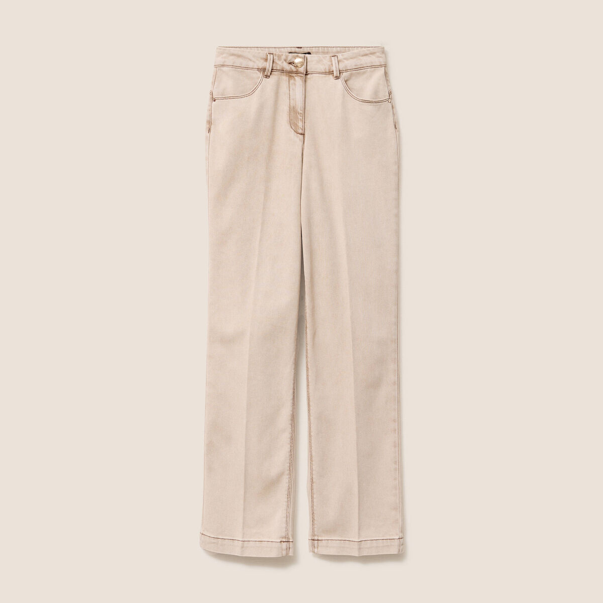Jean coupe droite taille standard denim beige femme