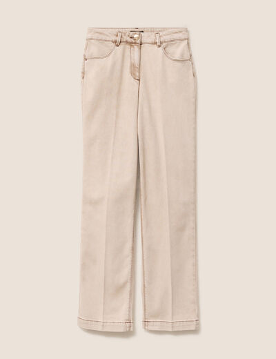 Jean coupe droite taille standard denim beige femme