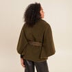 Poncho boutonn&eacute; ceintur&eacute; vert kaki femme