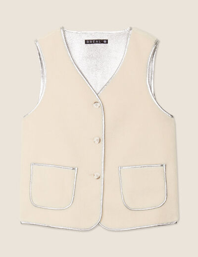 Veste sans manches laine mouton ivoire femme