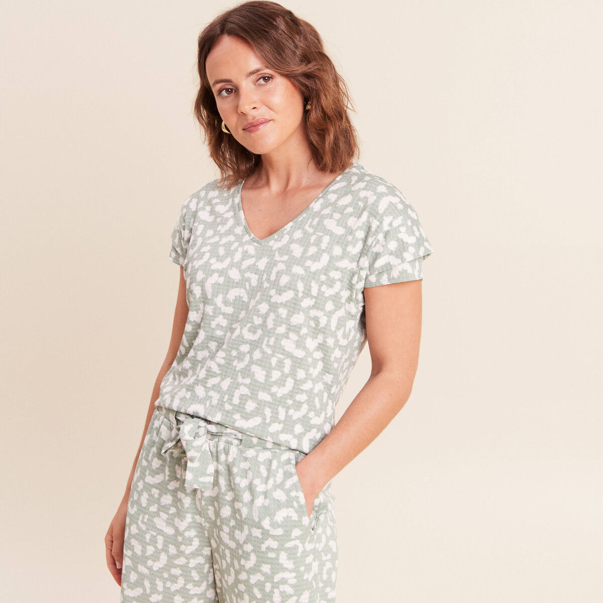 T-shirt manches courtes taupe femme