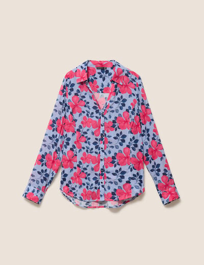 Chemise ajust&eacute;e manches longues bleu fonc&eacute; femme