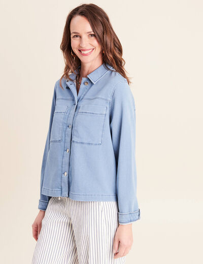 Veste jean manches longues denim bleach femme