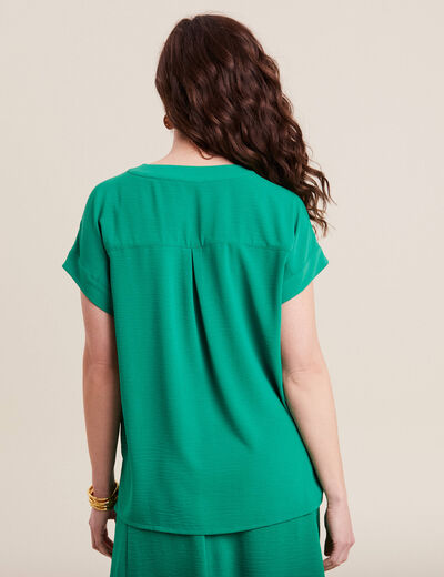 Blouse manches courtes vert émeraude femme