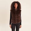 Veste col montant doubl&eacute;e marron femme