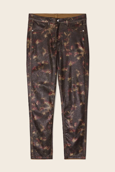 Pantalon enduit réversible couleur cuivre femme