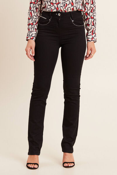 Pantalon évasé taille haute noir femme
