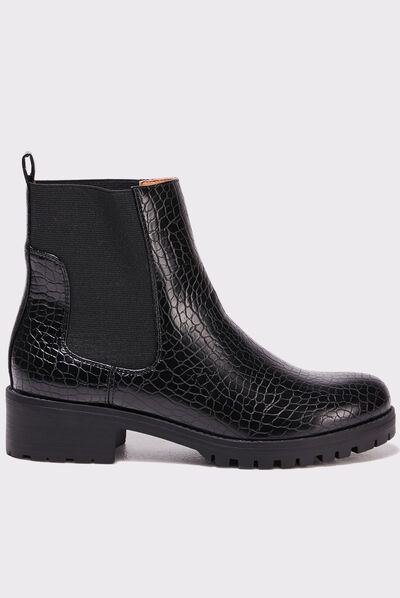 Bottines texturées noir femme