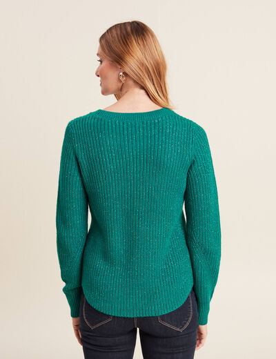 Pull manches longues vert canard femme