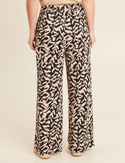 Pantalon large taille haute noir femme