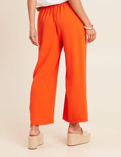 Pantalon jupe-culotte large orange corail femme
