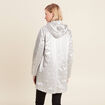 Parka métallisée à capuche gris argent femme