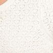 Gilet droit mi-long col V ecru femme