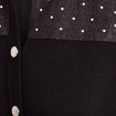 Gilet col rond manches longues strass noir femme