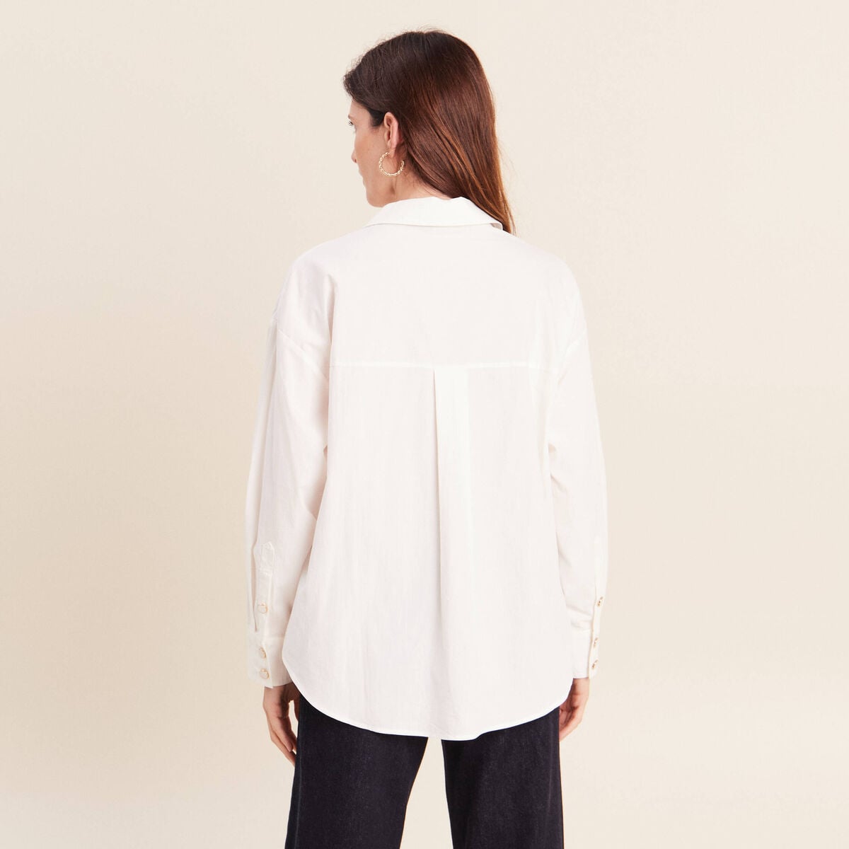 Chemise ample manches longues ecru femme