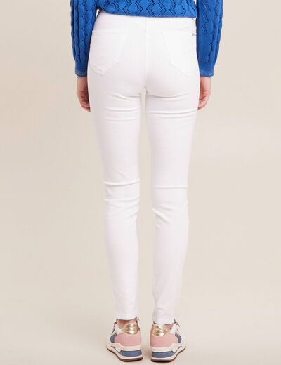 Pantalon léger taille haute long blanc femme