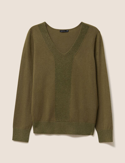 Pull manches longues vert kaki femme