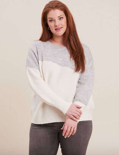 Pull manches longues gris femme