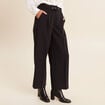 Pantalon droit 7/8&egrave;me taille haute noir femme
