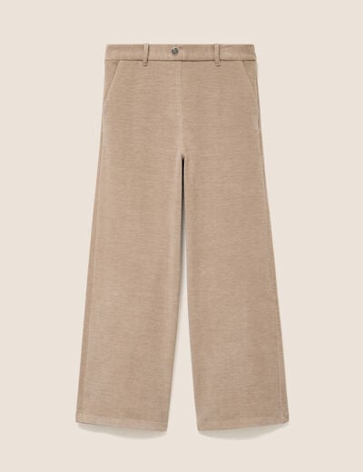 Pantalon loose en velours beige femme
