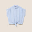 Blouse ample cropped col am&eacute;ricain bleu gris femme