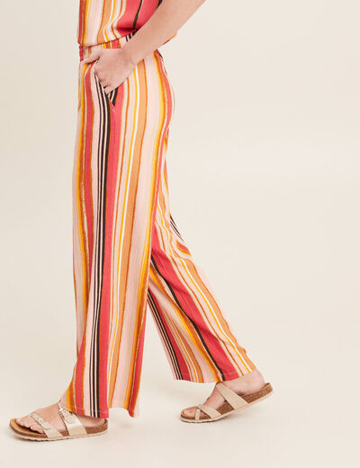 Pantalon flou 7/8ème rose cerise femme