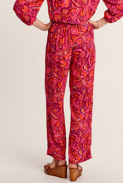 Pantalon large fluide rose femme