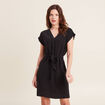 Robe droite col en V noir femme