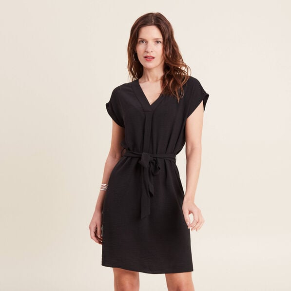 robe droite col en v noir femme Robe droite col en V noir femme