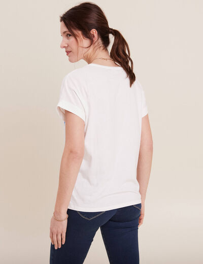 T-shirt manches courtes ecru femme