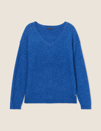 Pull manches longues bleu femme