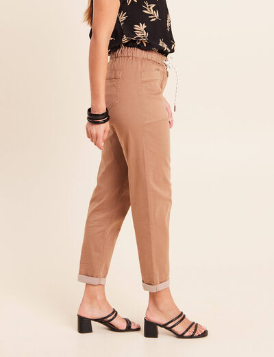 Pantalon coupe mom 7/8&egrave;me taupe femme