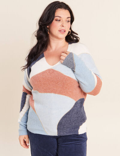 Pull manches longues multicolore femme