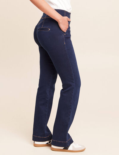 Jean bootcut taille haute denim brut femme
