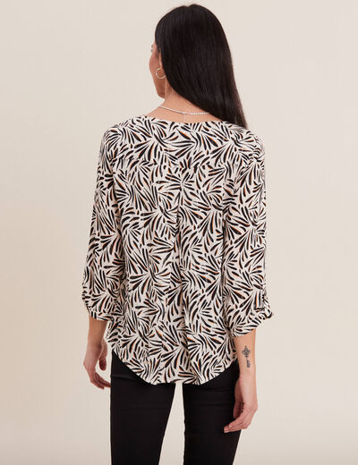 Blouse manches 3/4 noir femme