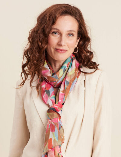 Foulard en voile transparent multicolore femme